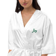 Joy In Emerald Embroidery on Satin Robe