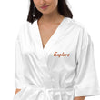 Explore In Amber Embroidery on Satin Robe