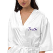 Truth In Amethyst Embroidery on Satin Robe