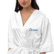 Dream In Sapphire Embroidery on Satin Robe