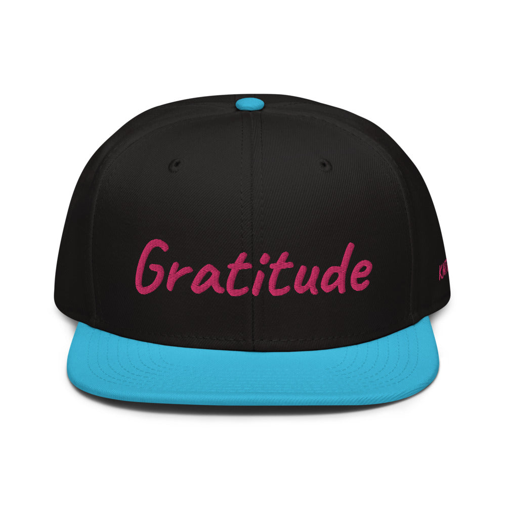 Gratitude In Star Rose Quartz Embroidery on Snapback Cap