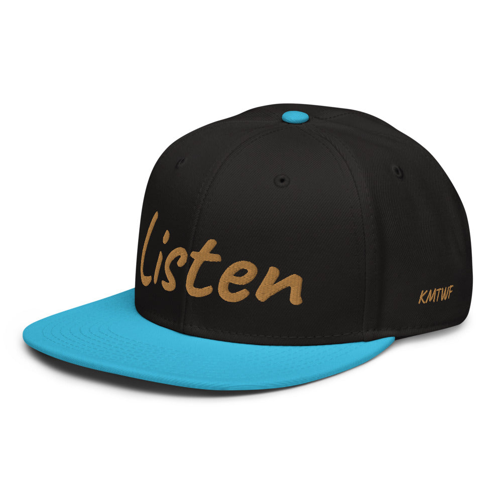 Listen In Copper Embroidery on Snapback Cap