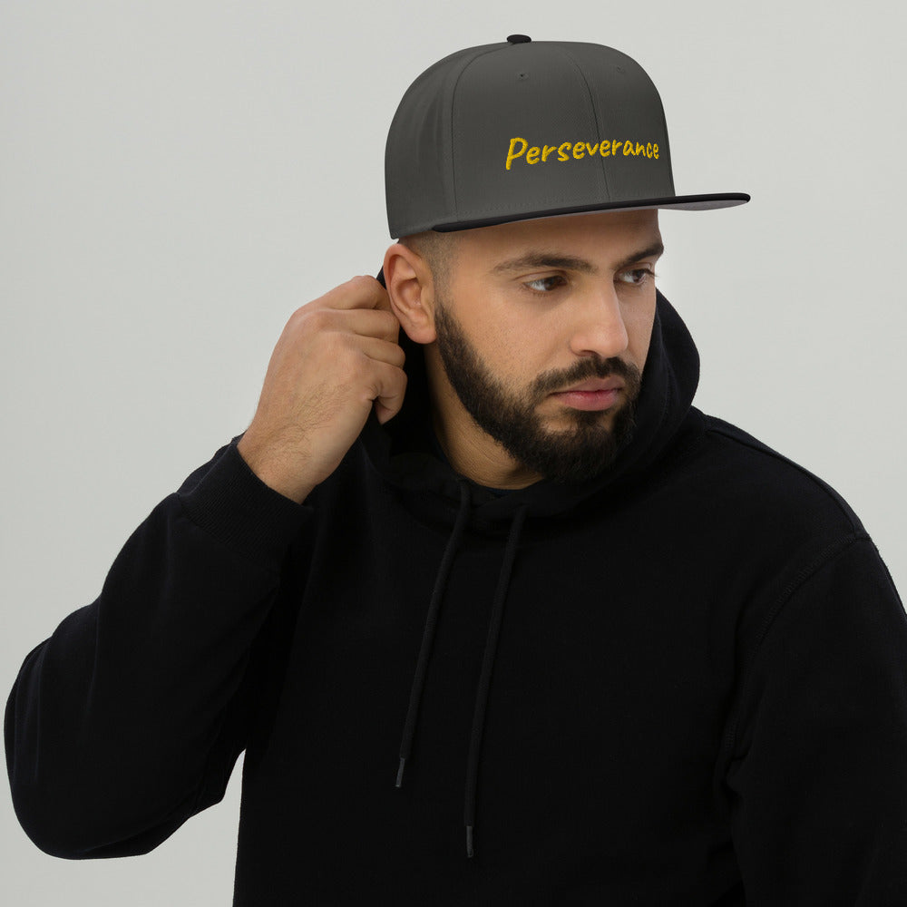 Perseverance In Gold Embroidery on Snapback Cap