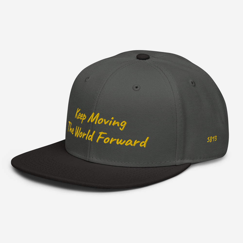 Keep Moving The World Forward In Gold Embroidery on Snapback Cap