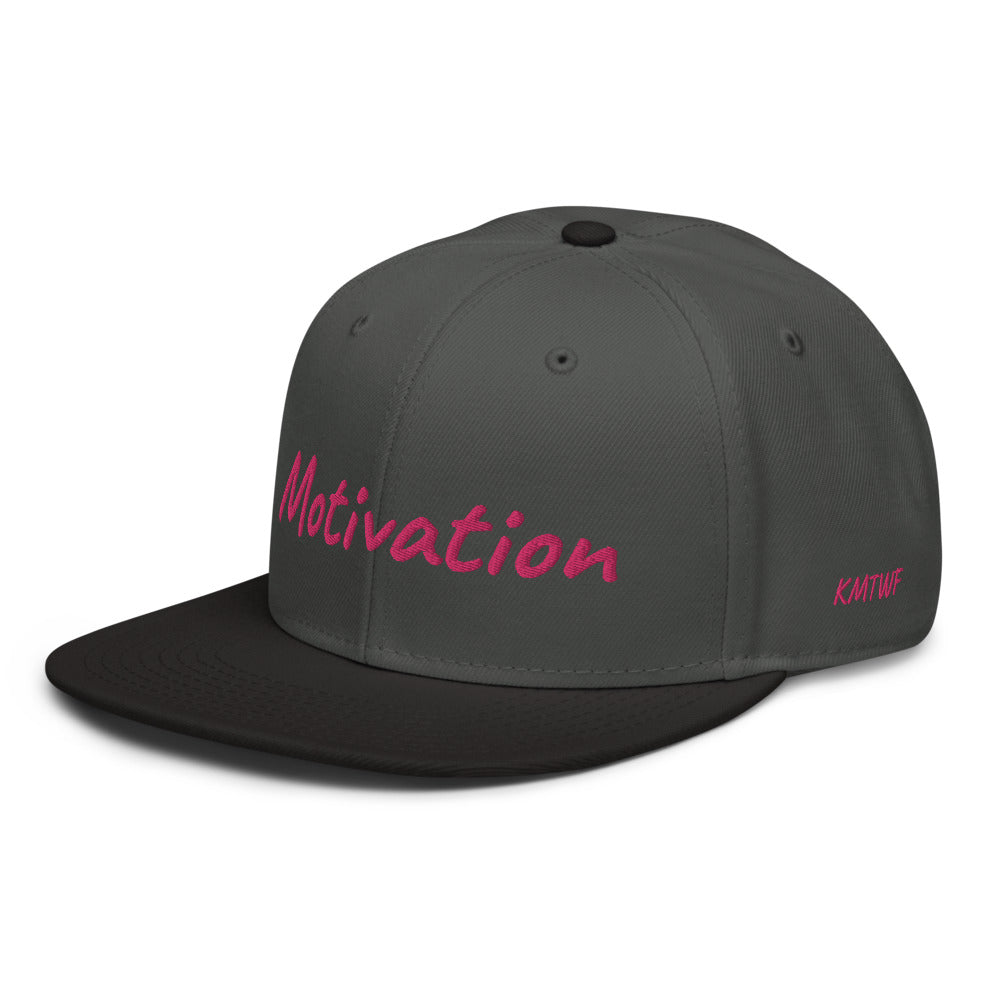 Motivation In Star Rose Quartz Embroidery on Snapback Cap