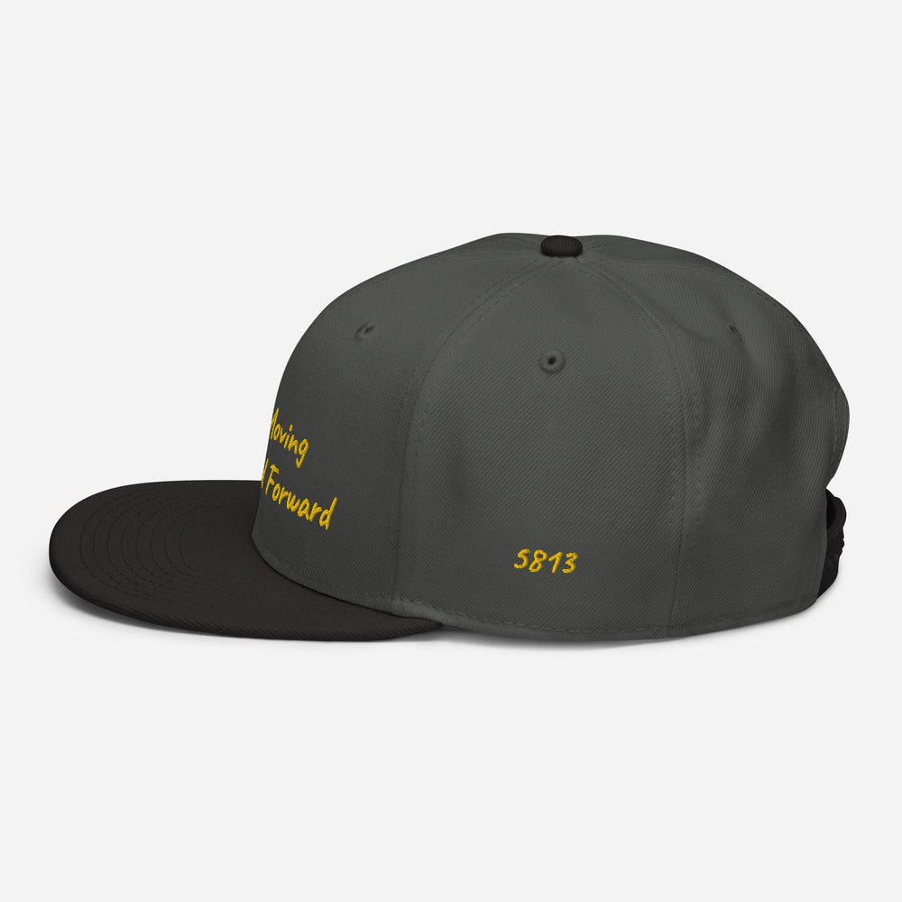 Keep Moving The World Forward In Gold Embroidery on Snapback Cap