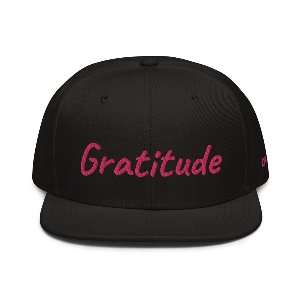 Gratitude In Star Rose Quartz Embroidery on Snapback Cap