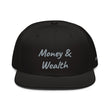 Money & Wealth In Silver Embroidery on Snapback Cap