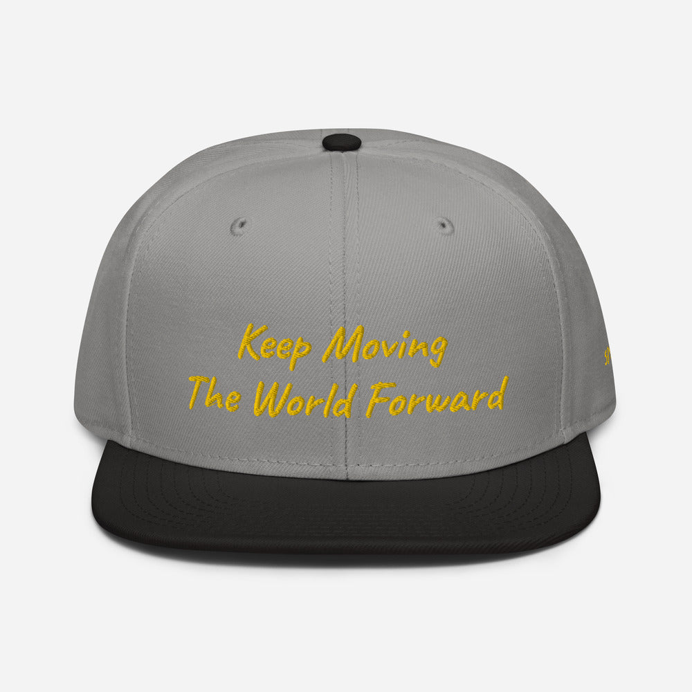 Keep Moving The World Forward In Gold Embroidery on Snapback Cap