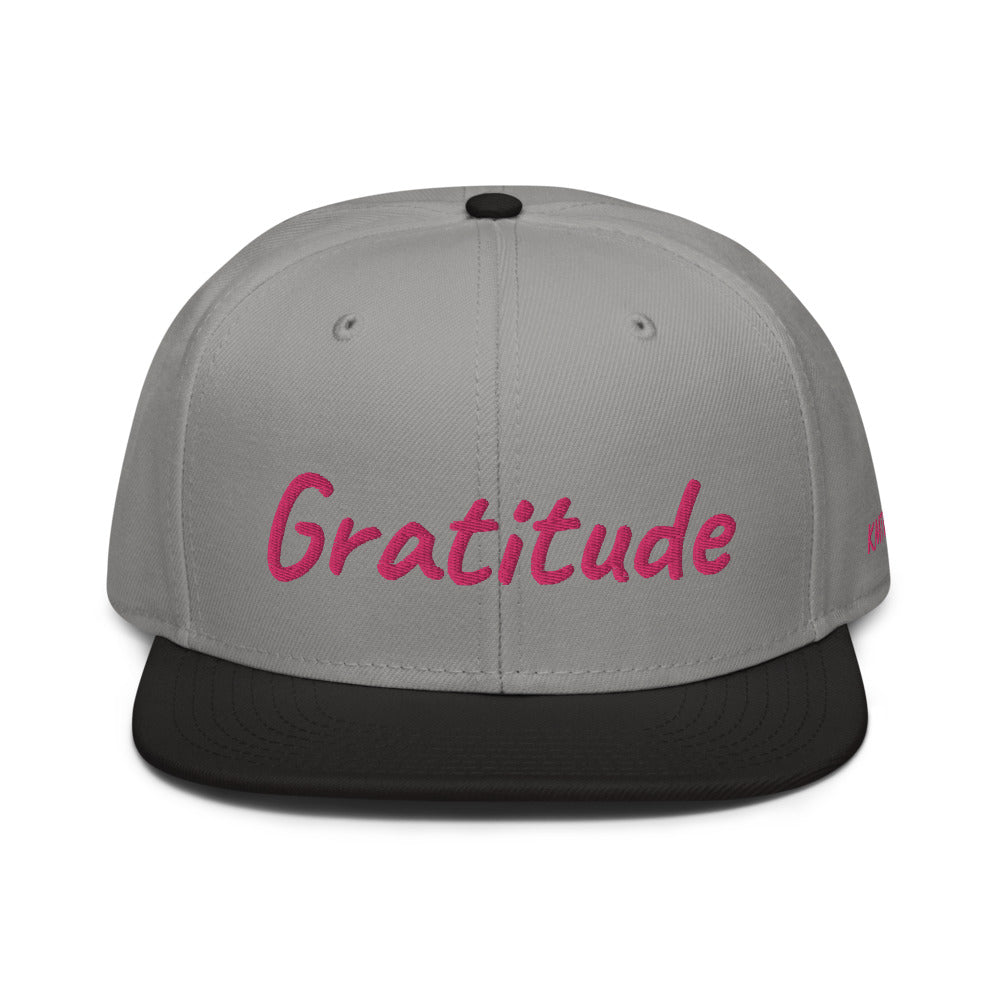 Gratitude In Star Rose Quartz Embroidery on Snapback Cap