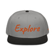 Explore In Amber Embroidery on Snapback Cap