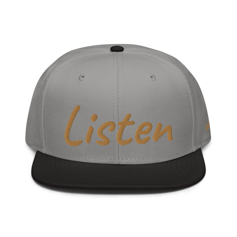 Listen In Copper Embroidery on Snapback Cap