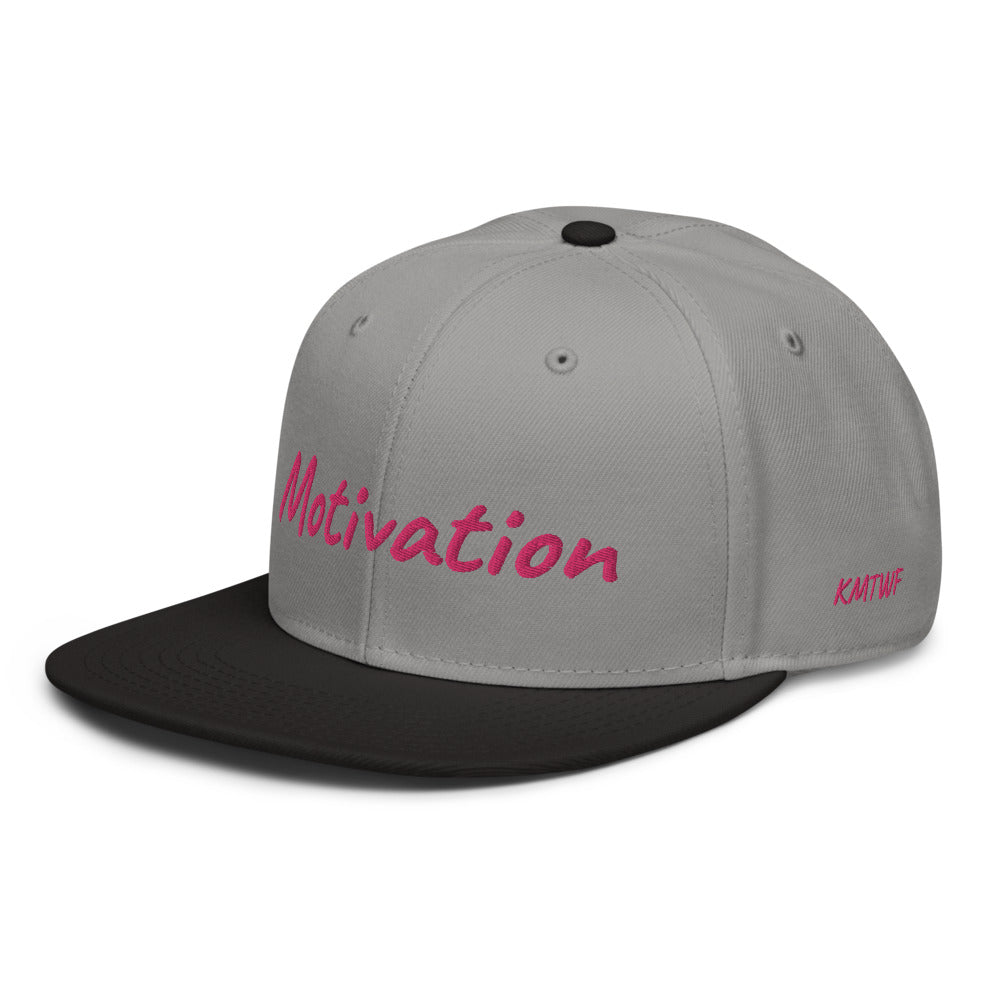 Motivation In Star Rose Quartz Embroidery on Snapback Cap