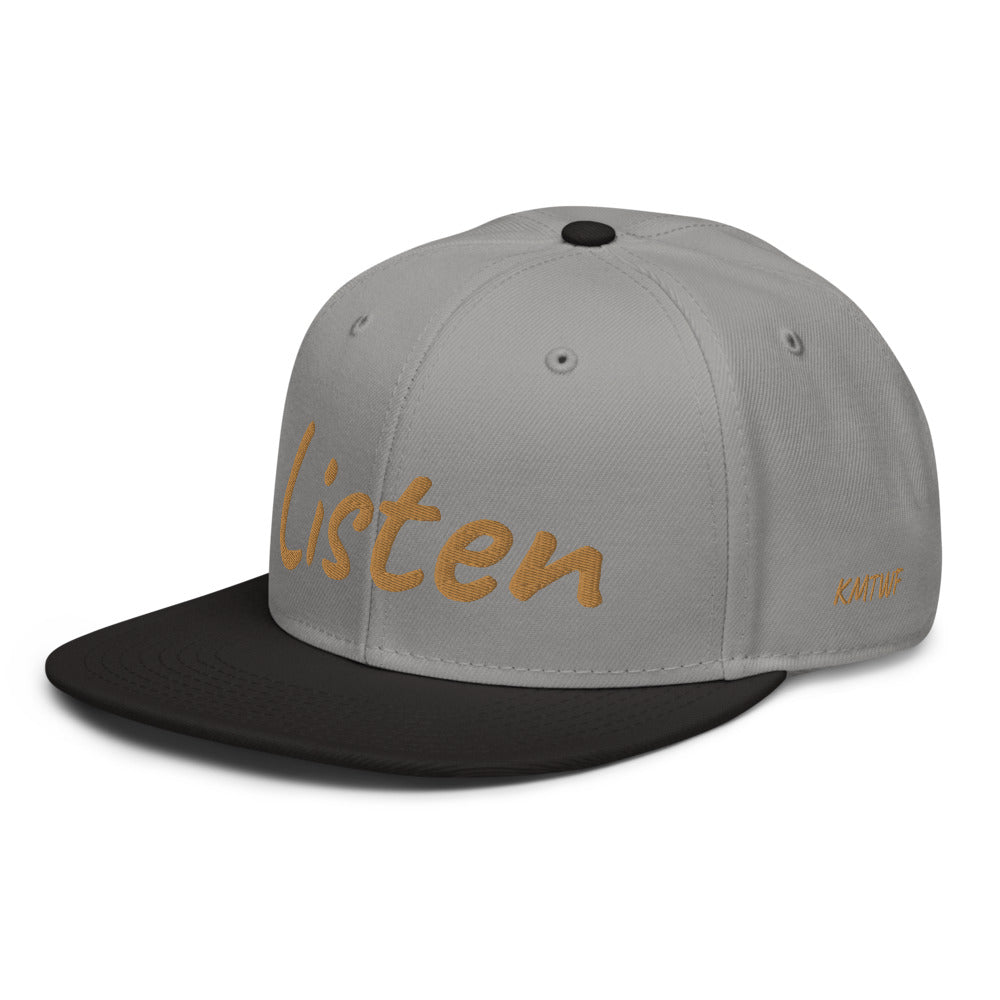 Listen In Copper Embroidery on Snapback Cap