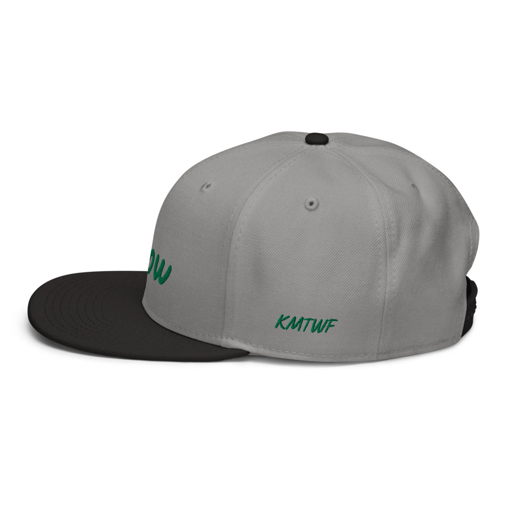 Now In Emerald Embroidery on Snapback Cap