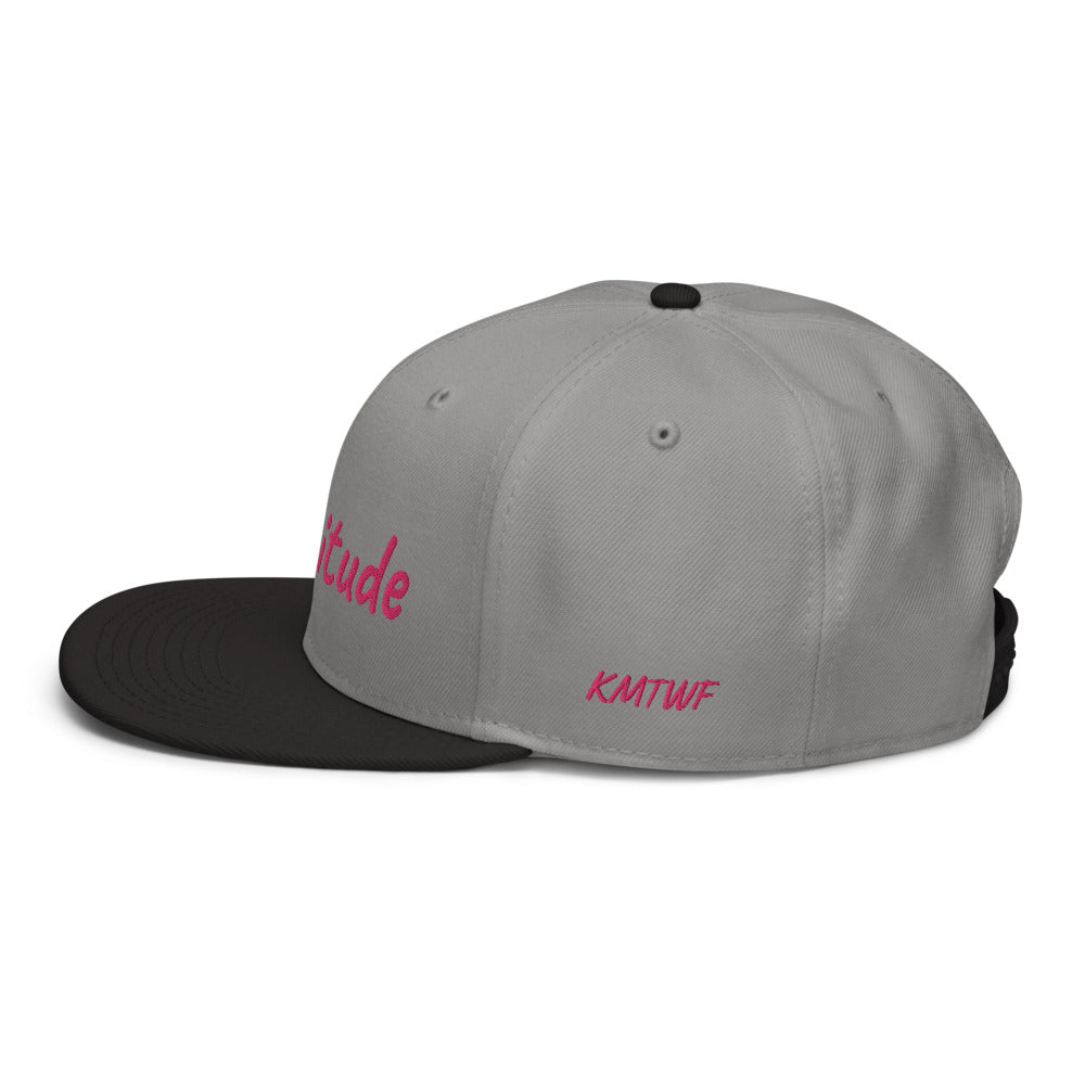 Gratitude In Star Rose Quartz Embroidery on Snapback Cap