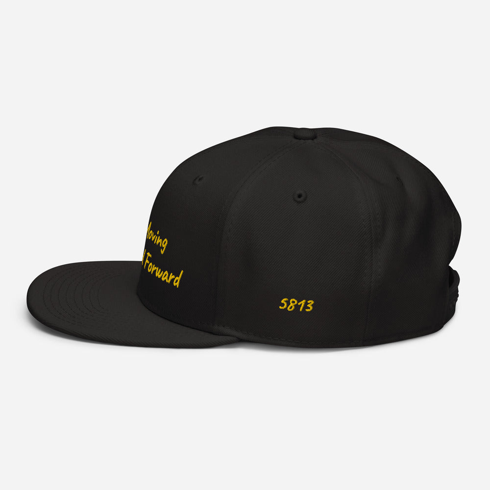 Keep Moving The World Forward In Gold Embroidery on Snapback Cap