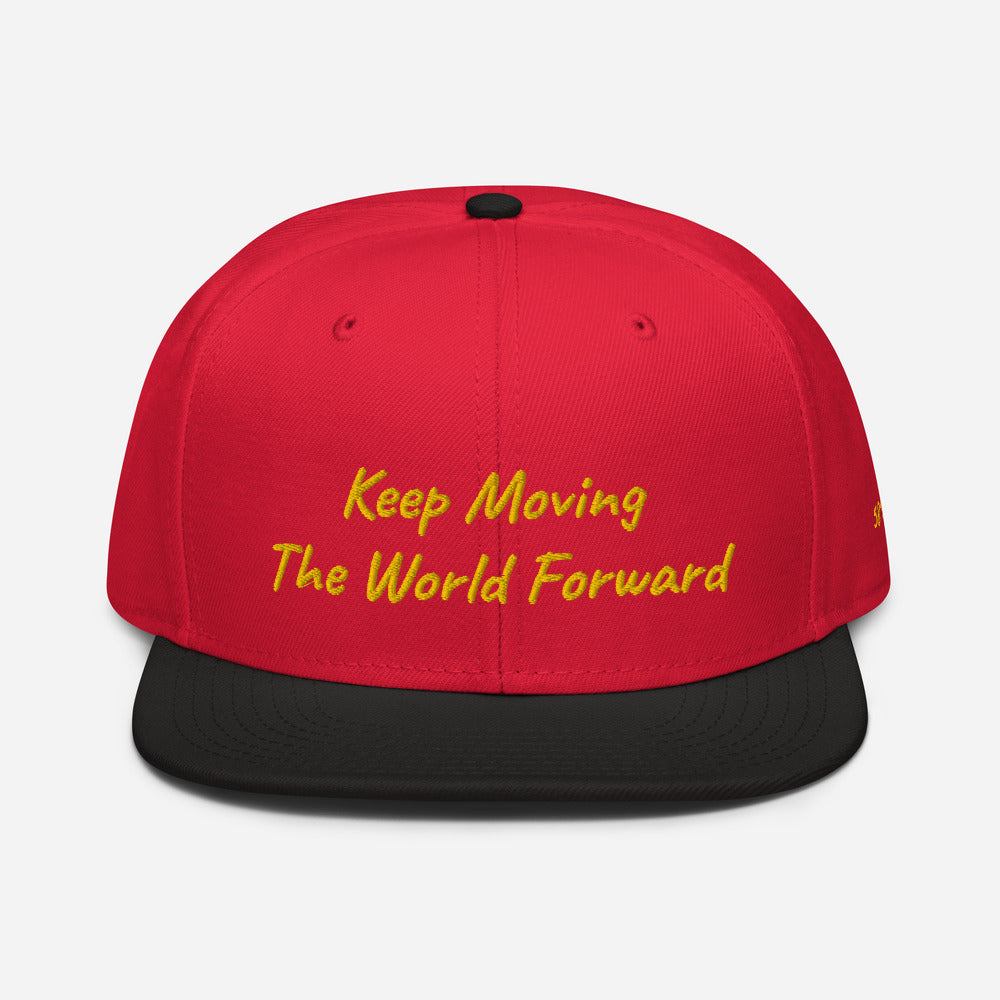 Keep Moving The World Forward In Gold Embroidery on Snapback Cap