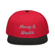 Money & Wealth In Silver Embroidery on Snapback Cap