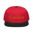 Explore In Amber Embroidery on Snapback Cap