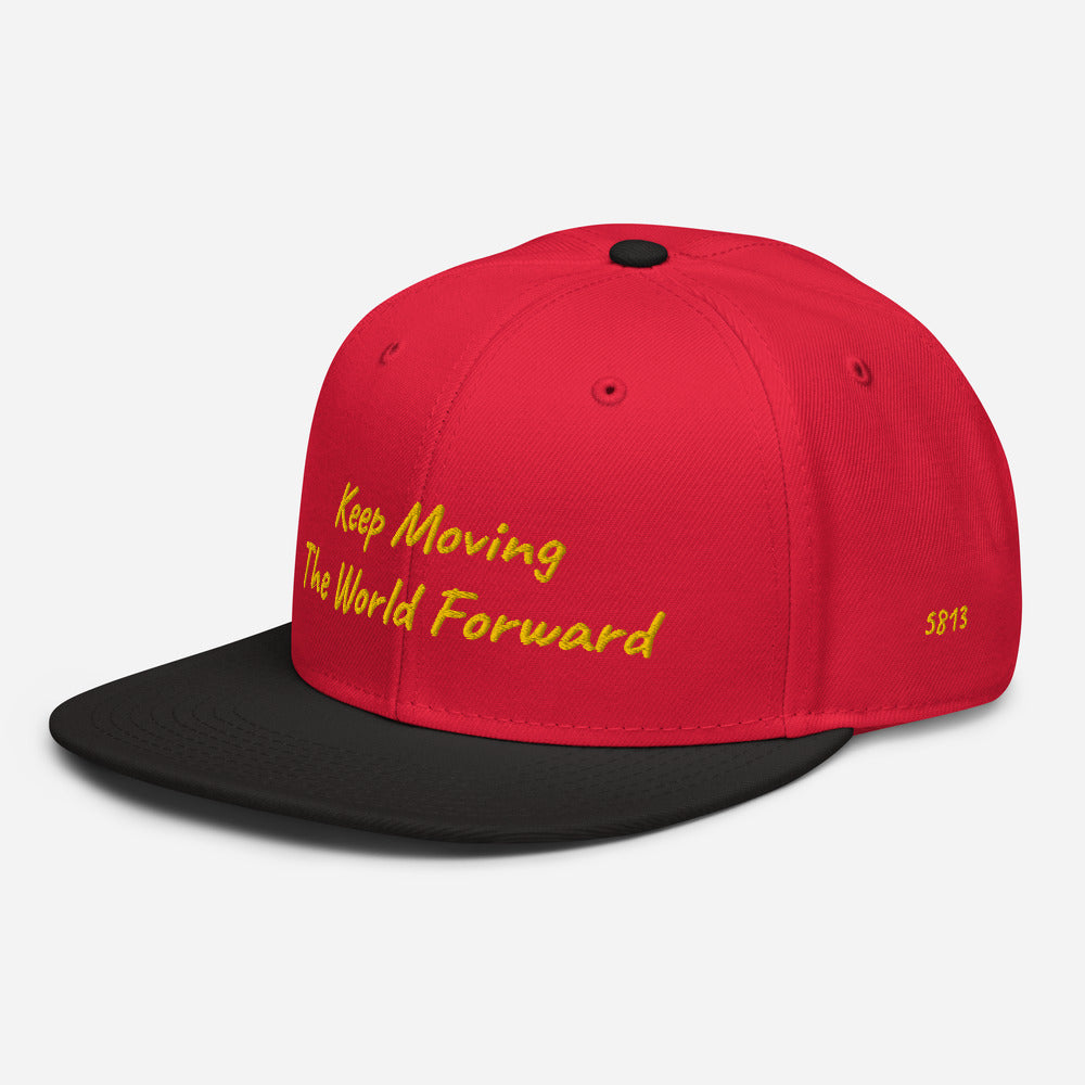 Keep Moving The World Forward In Gold Embroidery on Snapback Cap