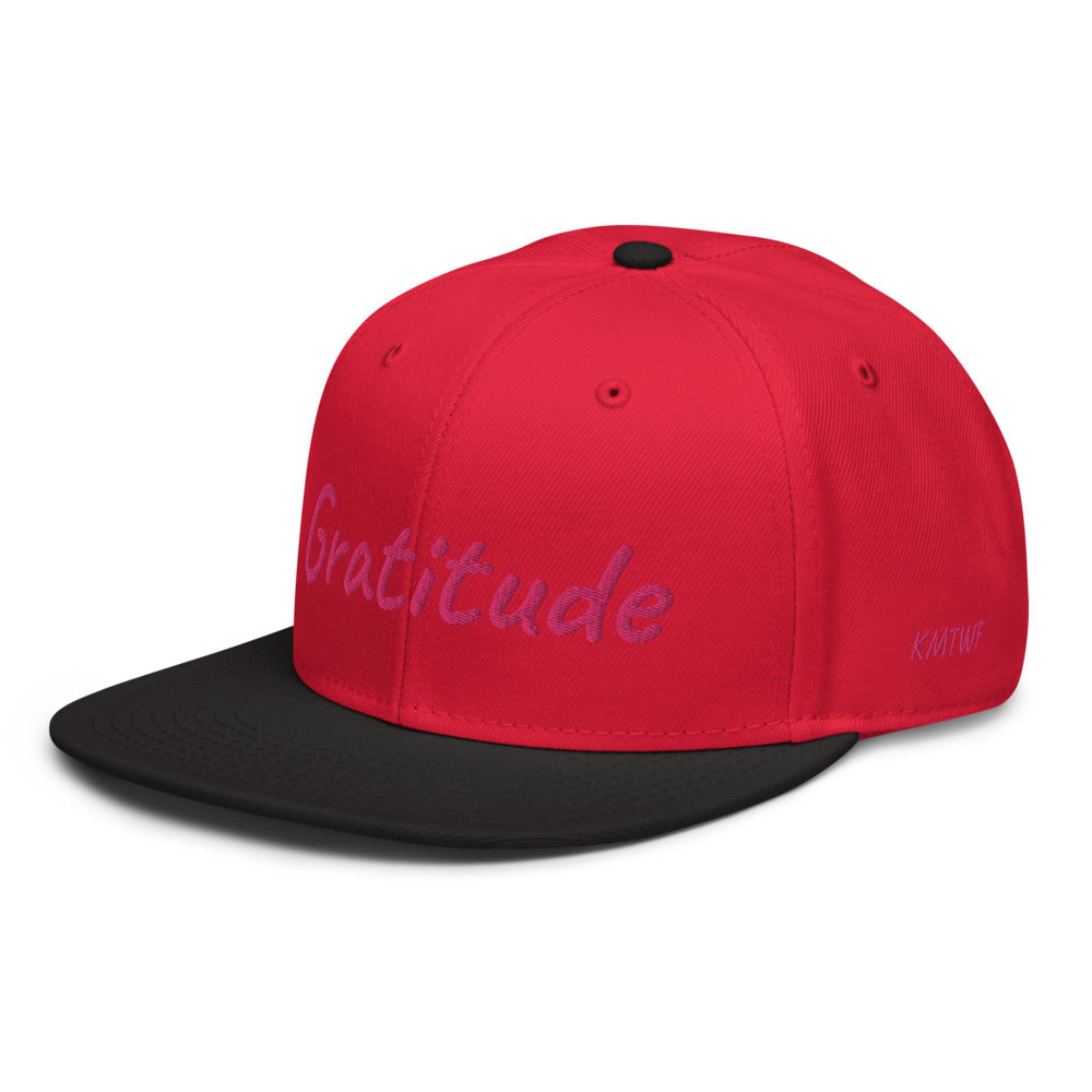 Gratitude In Star Rose Quartz Embroidery on Snapback Cap