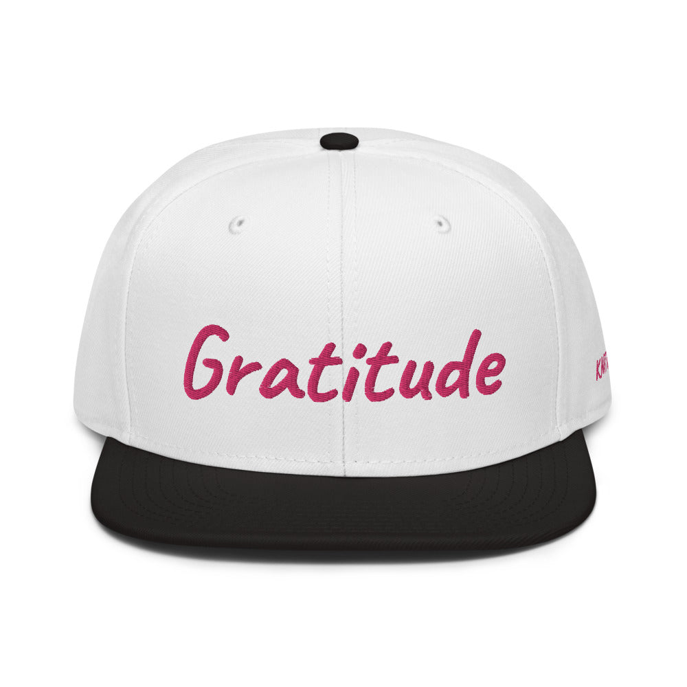 Gratitude In Star Rose Quartz Embroidery on Snapback Cap