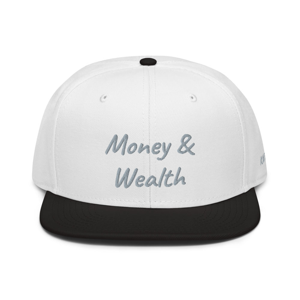 Money & Wealth In Silver Embroidery on Snapback Cap