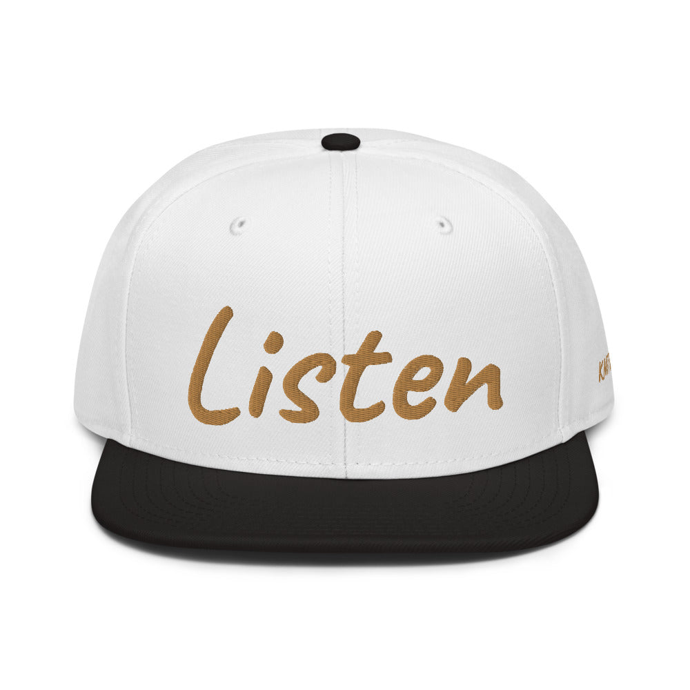 Listen In Copper Embroidery on Snapback Cap