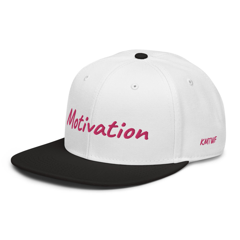 Motivation In Star Rose Quartz Embroidery on Snapback Cap