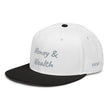 Money & Wealth In Silver Embroidery on Snapback Cap