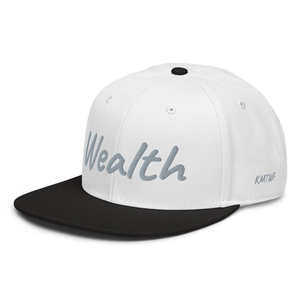 Wealth In Silver Embroidery on Snapback Cap