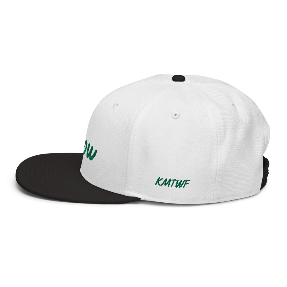 Now In Emerald Embroidery on Snapback Cap