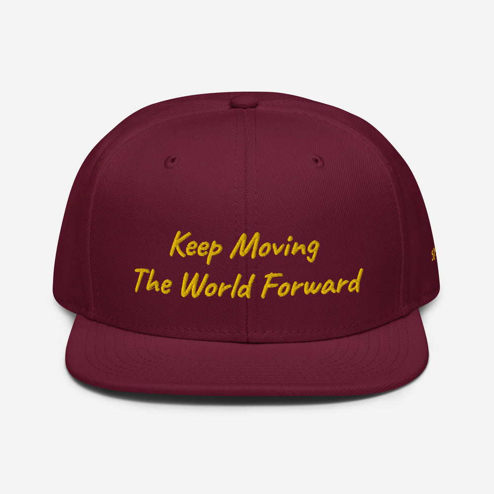 Keep Moving The World Forward In Gold Embroidery on Snapback Cap