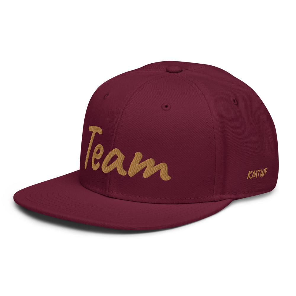 Team In Celluloid Embroidery on Snapback Cap