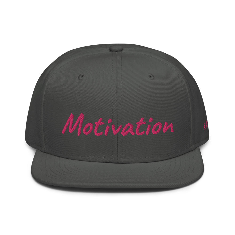 Motivation In Star Rose Quartz Embroidery on Snapback Cap