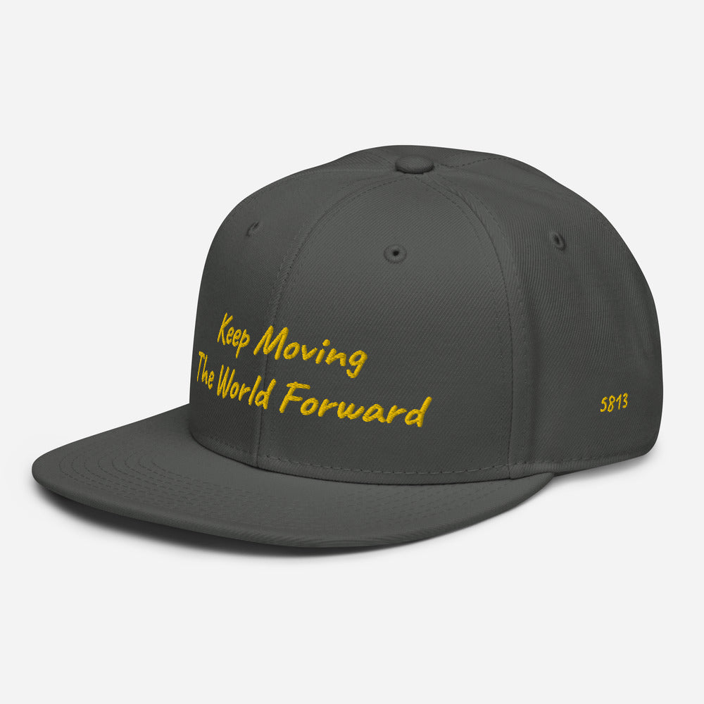 Keep Moving The World Forward In Gold Embroidery on Snapback Cap