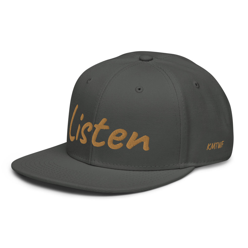 Listen In Copper Embroidery on Snapback Cap