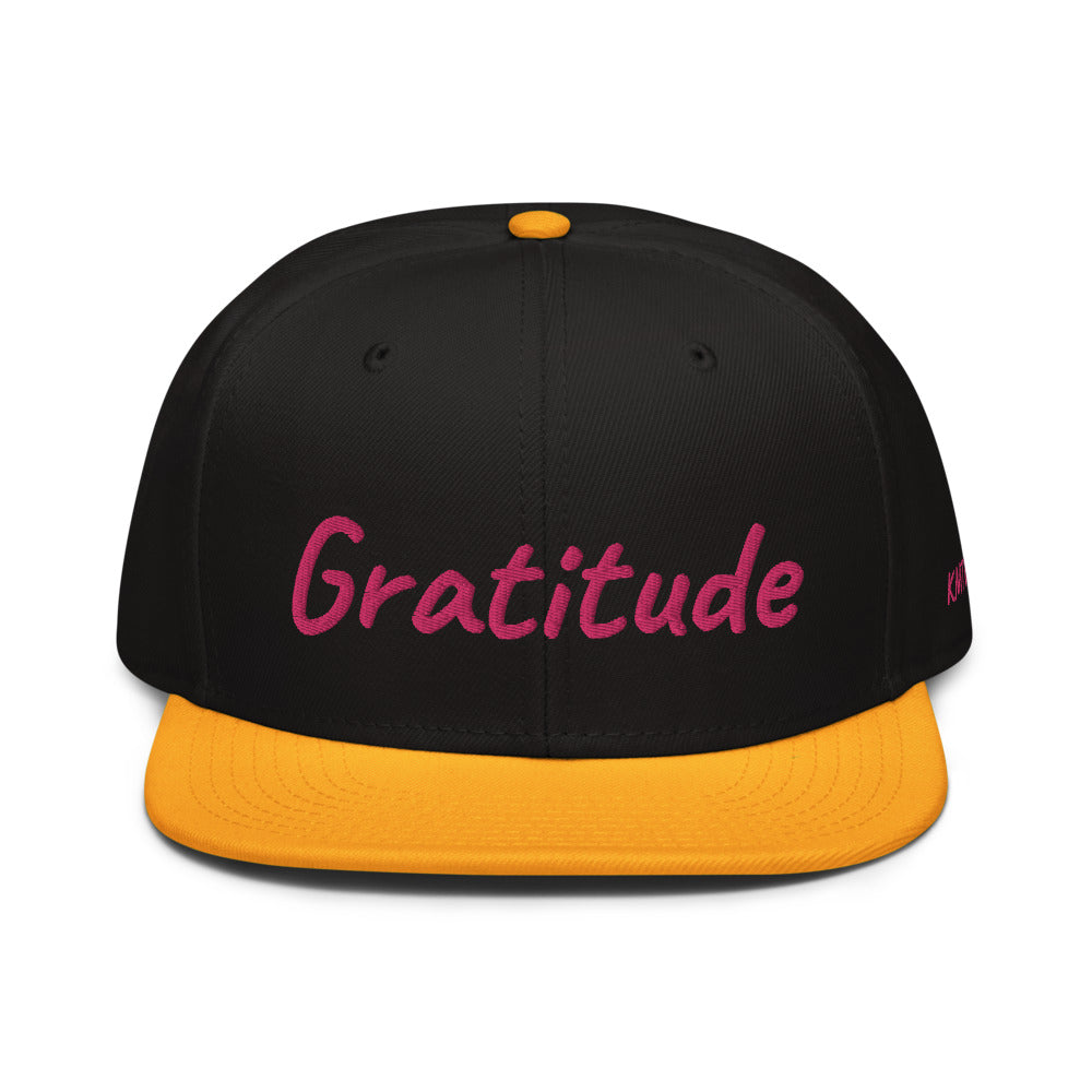 Gratitude In Star Rose Quartz Embroidery on Snapback Cap