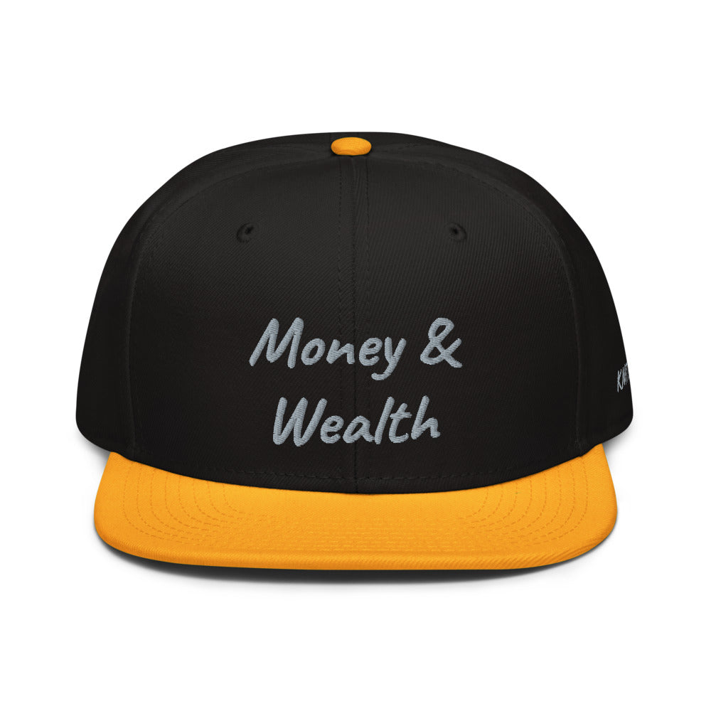 Money & Wealth In Silver Embroidery on Snapback Cap