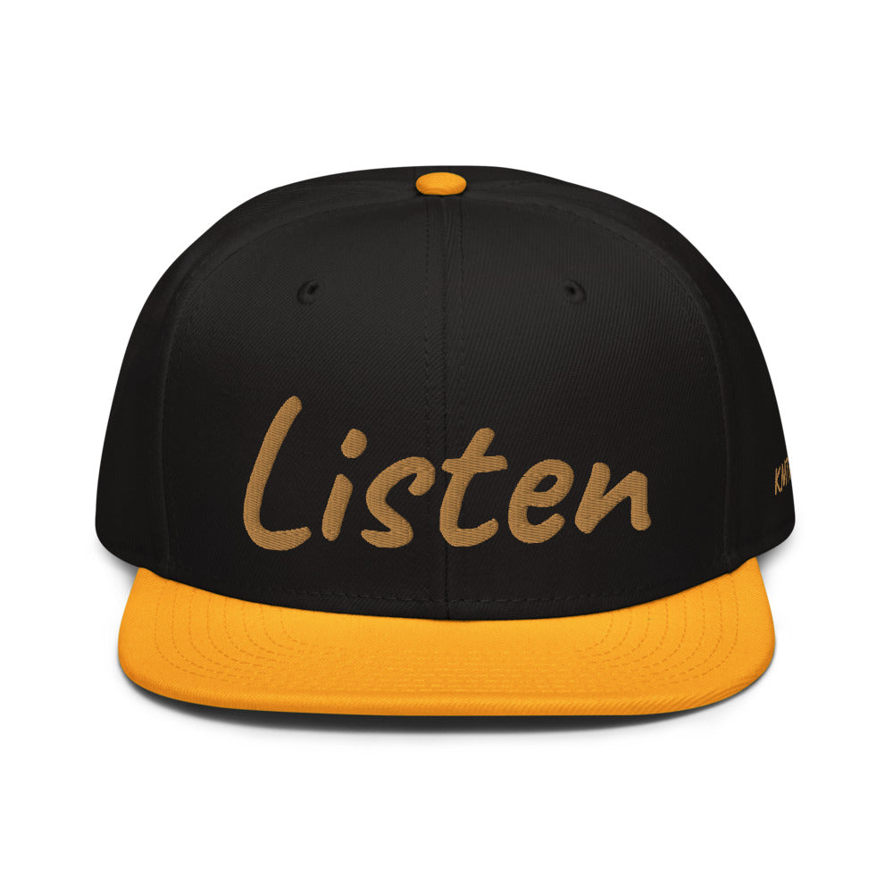 Listen In Copper Embroidery on Snapback Cap