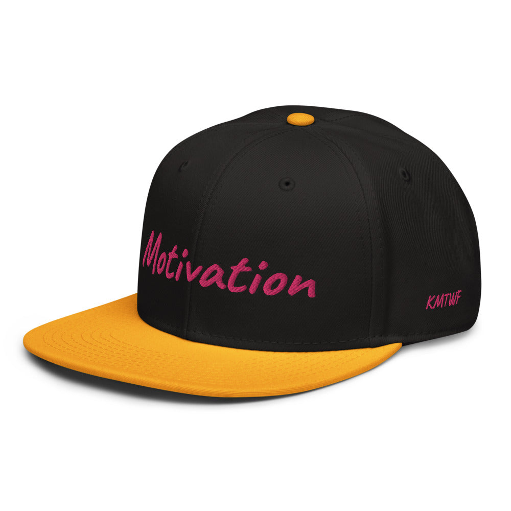 Motivation In Star Rose Quartz Embroidery on Snapback Cap