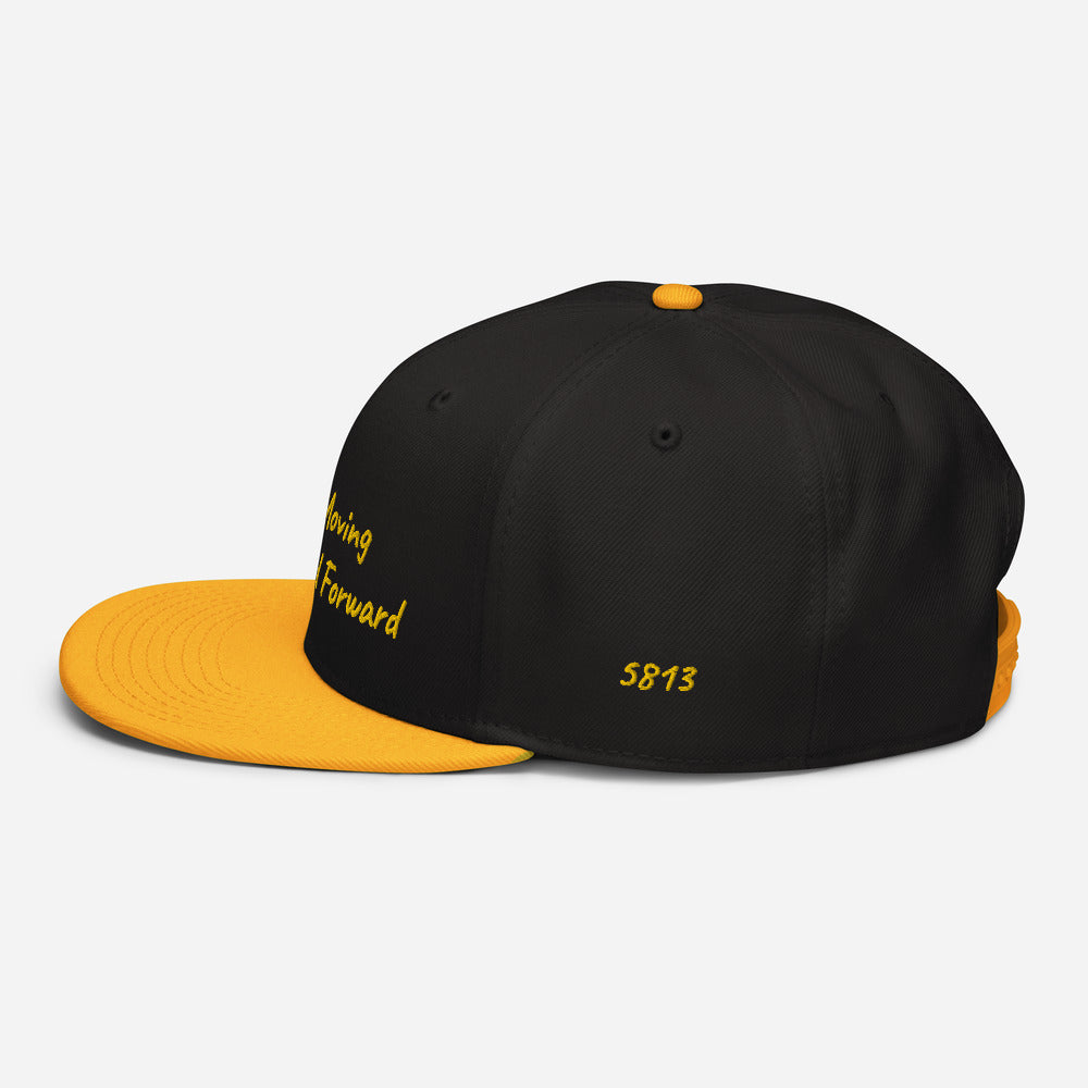 Keep Moving The World Forward In Gold Embroidery on Snapback Cap