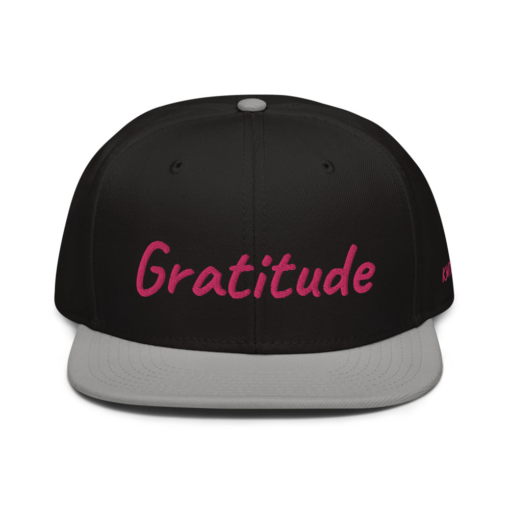 Gratitude In Star Rose Quartz Embroidery on Snapback Cap