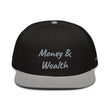 Money & Wealth In Silver Embroidery on Snapback Cap