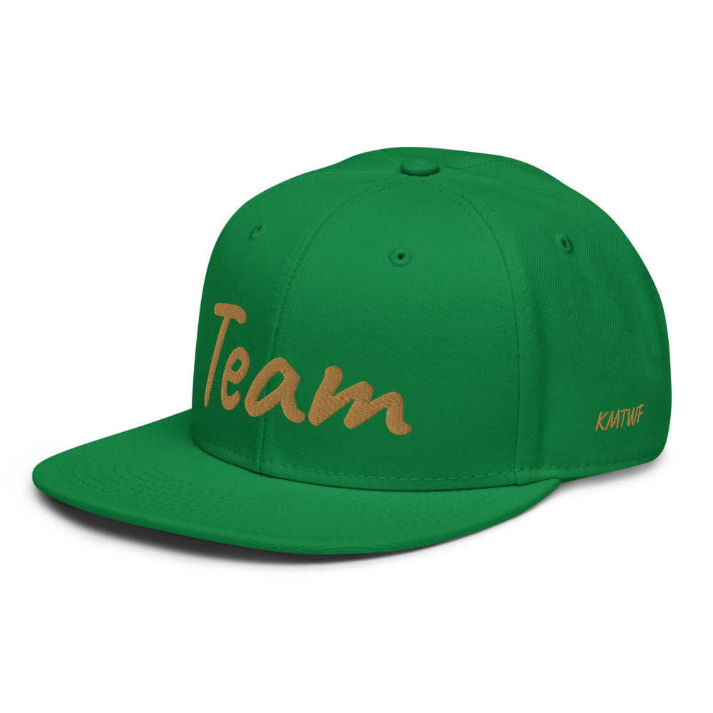 Team In Celluloid Embroidery on Snapback Cap