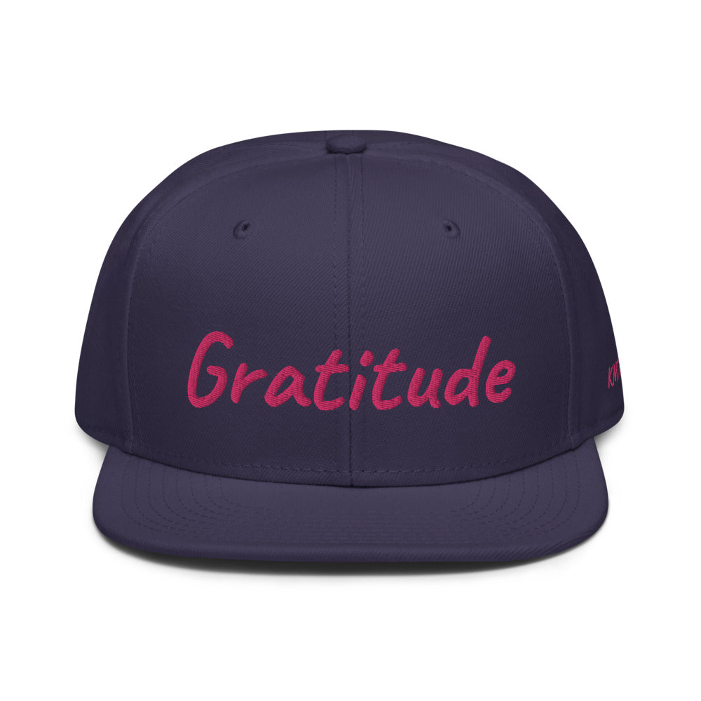 Gratitude In Star Rose Quartz Embroidery on Snapback Cap