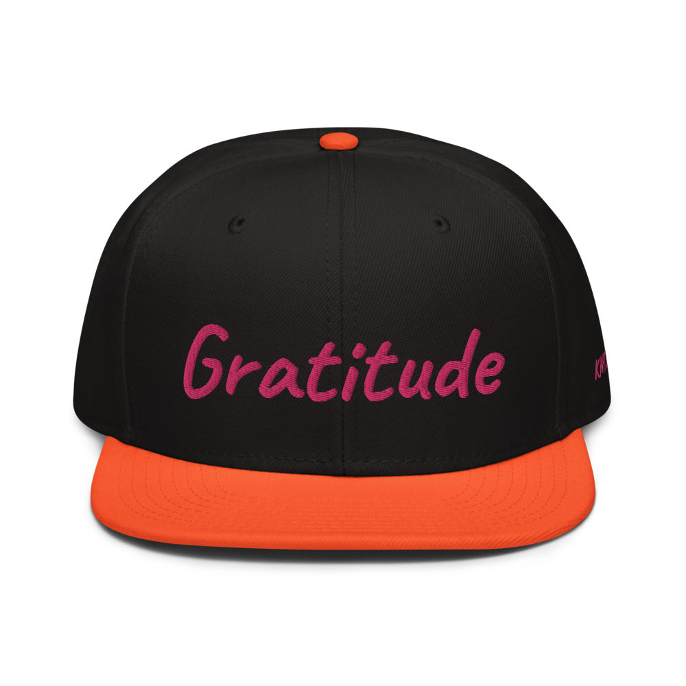 Gratitude In Star Rose Quartz Embroidery on Snapback Cap