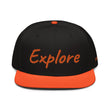 Explore In Amber Embroidery on Snapback Cap