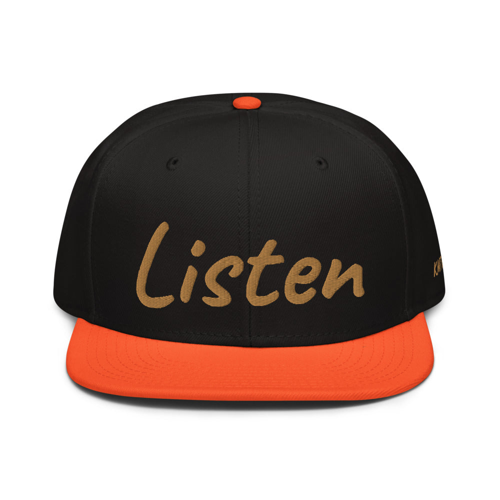 Listen In Copper Embroidery on Snapback Cap